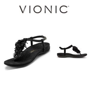 Vionic Sosha Black Fringe Comfort Sandal Size 9